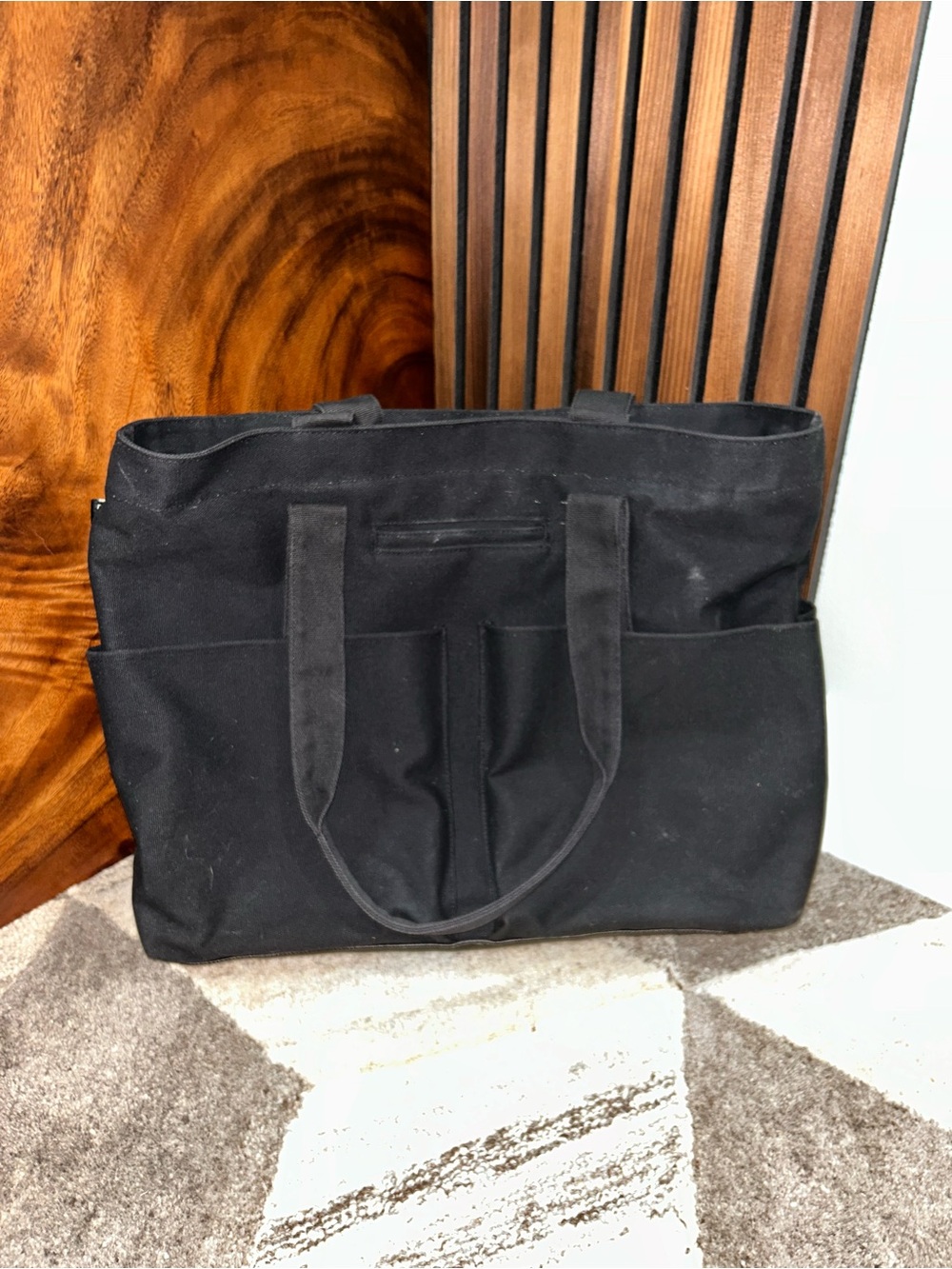 Dagne Dover Large Black Canvas Utility Work Tote Bag